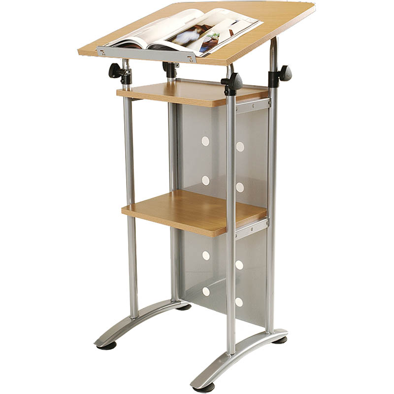 Image for SYLEX PRESENTATION LECTERN BEECH/SILVER from Ross Office Supplies Office Products Depot