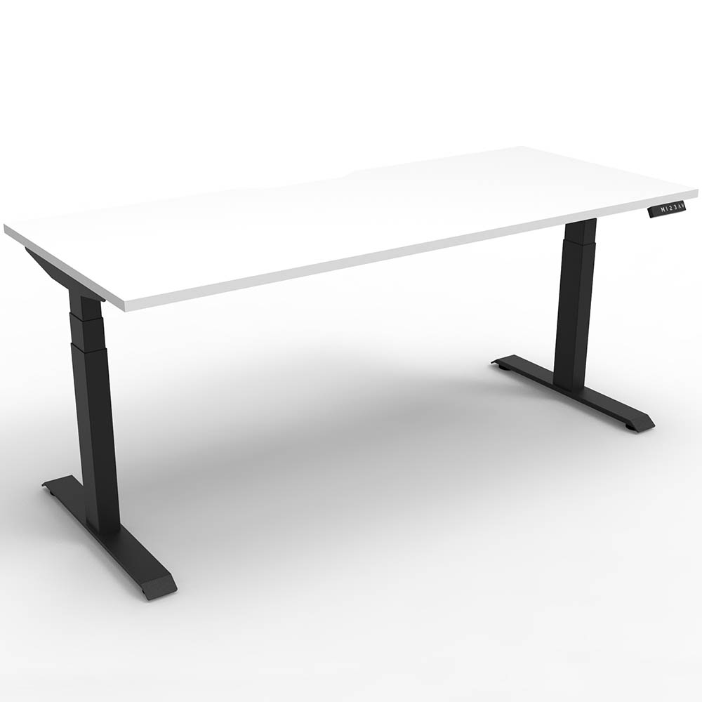 Image for RAPIDLINE BOOST PLUS HEIGHT ADJUSTABLE SINGLE SIDED WORKSTATION 1500 X 750MM NATURAL WHITE TOP / BLACK FRAME from MOE Office Products Depot Mackay & Whitsundays