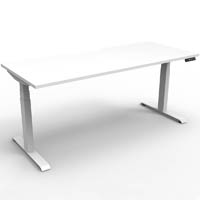 rapidline boost plus height adjustable single sided workstation 1500 x 750mm natural white top / white frame