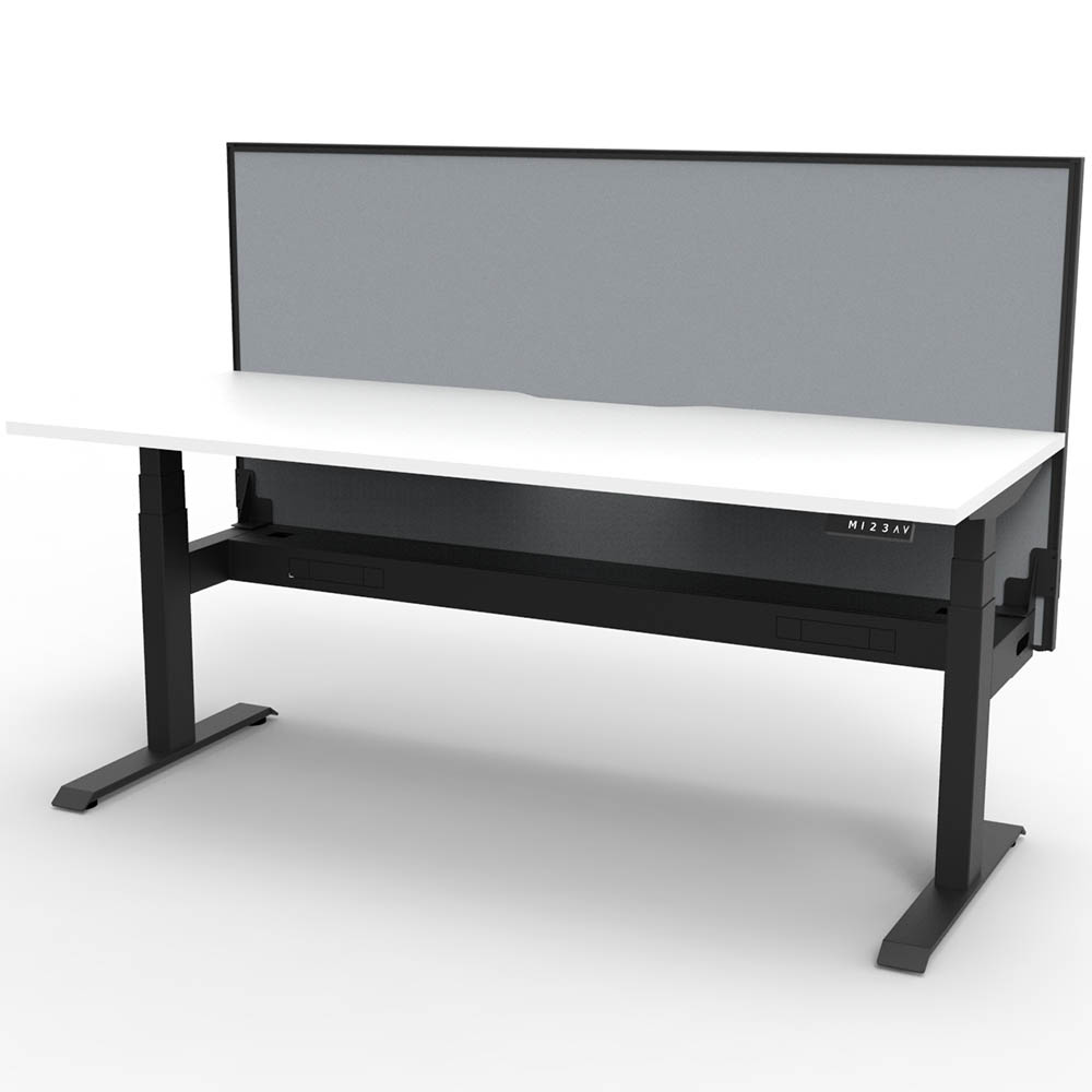 Image for RAPIDLINE BOOST PLUS HEIGHT ADJUSTABLE SINGLE SIDED WORKSTATION WITH SCREEN / CABLE TRAY 1800 X 750MM NATURAL WHITE TOP / BLACK from MOE Office Products Depot Mackay & Whitsundays