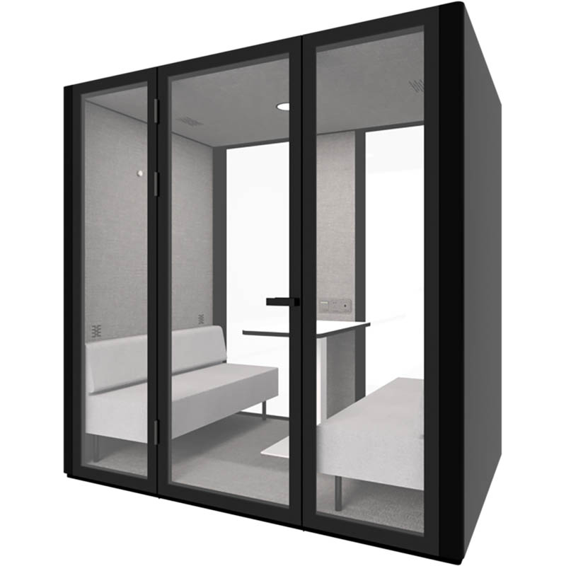 Image for RAPIDLINE B.QUIET ACOUSTIC MEETING POD 2-4 PERSON BLACK from Barkers Rubber Stamps & Office Products Depot