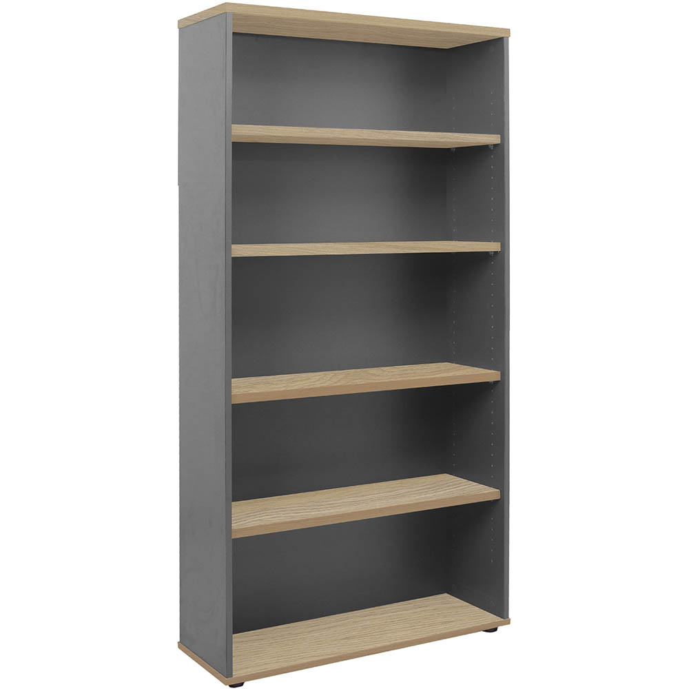 Image for RAPID WORKER BOOKCASE 4 SHELF 900 X 315 X 1800MM OAK/IRONSTONE from MOE Office Products Depot Mackay & Whitsundays