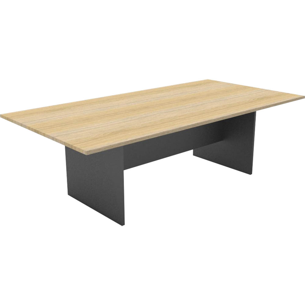 Image for RAPID WORKER BOARDROOM TABLE 2400 X 1200MM OAK/IRONSTONE from Office Products Depot