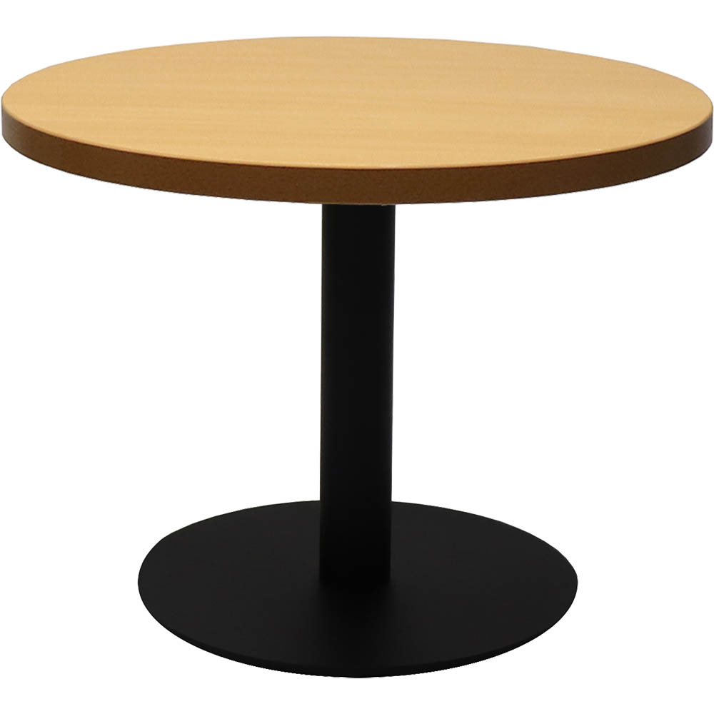 Image for RAPIDLINE CIRCULAR COFFEE TABLE 600 X 425MM BEECH COLOURED TABLE TOP / BLACK POWDER COAT BASE from Ross Office Supplies Office Products Depot