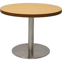 rapidline circular coffee table 600 x 425mm beech coloured table top / stainless steel base