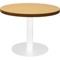 rapidline circular coffee table 600 x 425mm beech coloured table top / white powder coat base