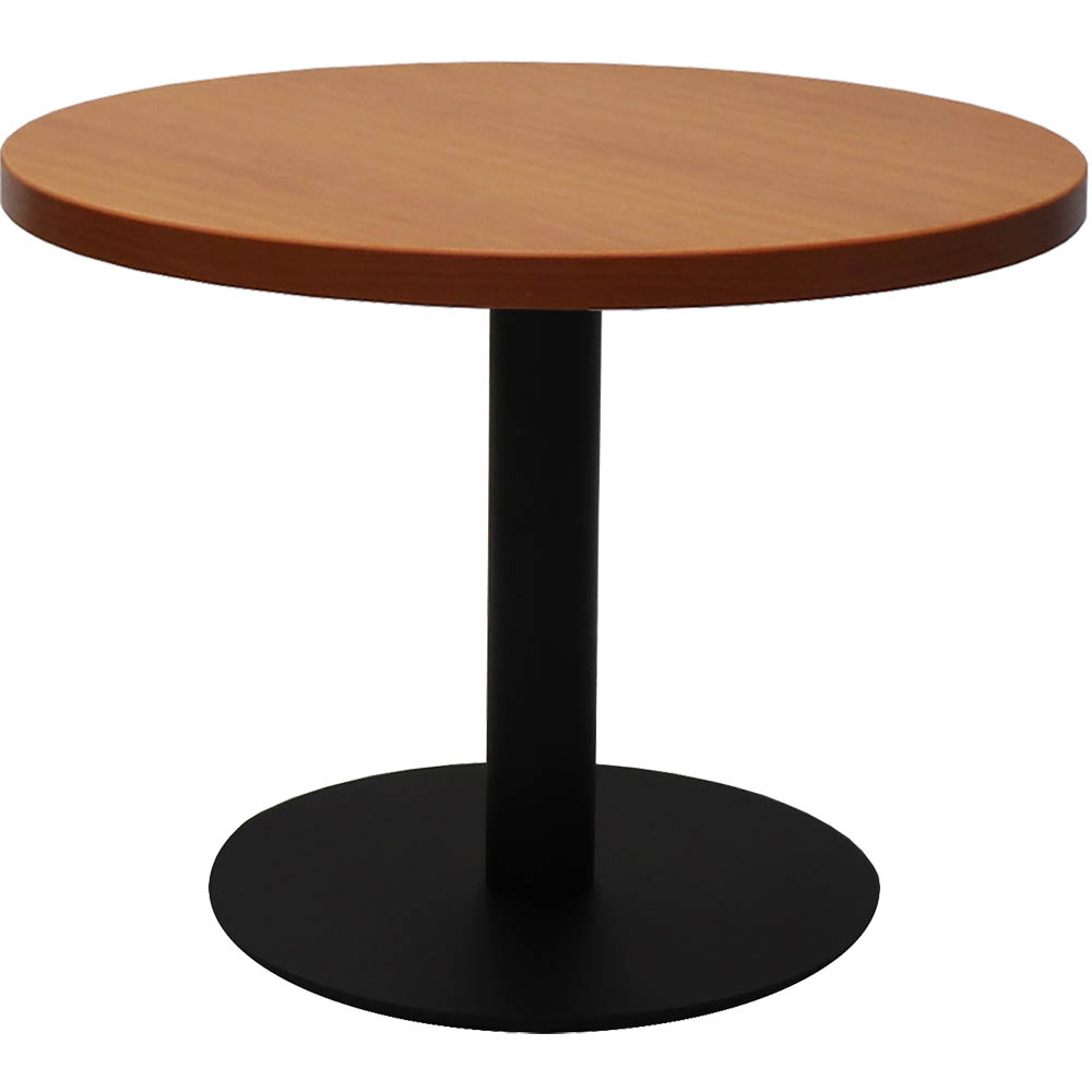 Image for RAPIDLINE CIRCULAR COFFEE TABLE 600 X 425MM CHERRY COLOURED TABLE TOP / BLACK POWDER COAT BASE from Barkers Rubber Stamps & Office Products Depot