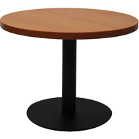 rapidline circular coffee table 600 x 425mm cherry coloured table top / black powder coat base