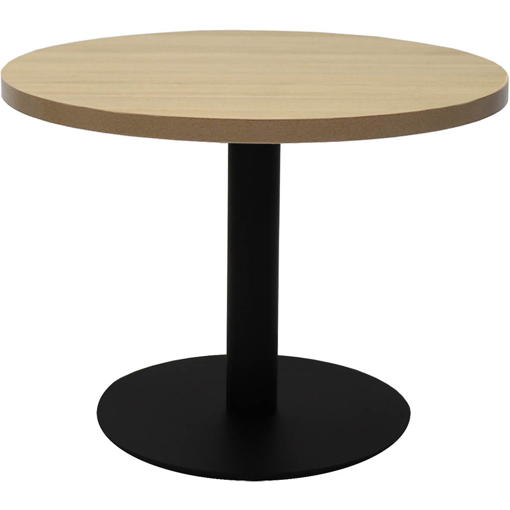 Image for RAPIDLINE CIRCULAR COFFEE TABLE 600 X 425MM NATURAL OAK TABLE TOP / BLACK POWDER COAT BASE from MOE Office Products Depot Mackay & Whitsundays