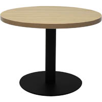 rapidline circular coffee table 600 x 425mm natural oak table top / black powder coat base