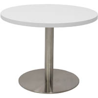 rapidline circular coffee table 600 x 425mm natural white table top / stainless steel base