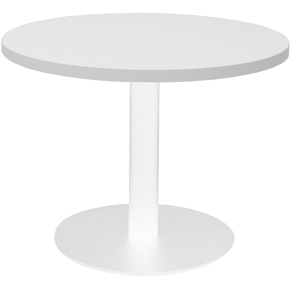 Image for RAPIDLINE CIRCULAR COFFEE TABLE 600 X 425MM NATURAL WHITE TABLE TOP / WHITE POWDER COAT BASE from MOE Office Products Depot Mackay & Whitsundays