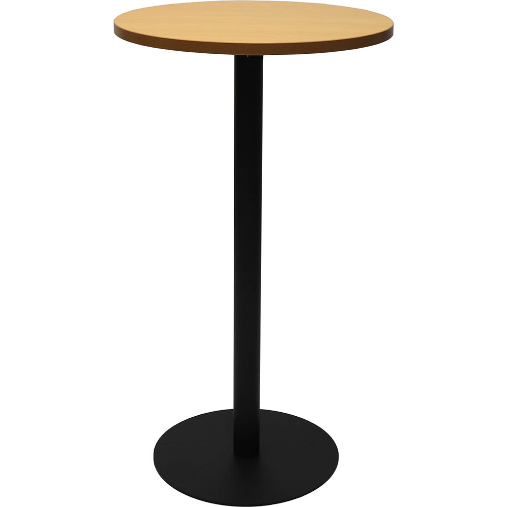 Image for RAPIDLINE DRY BAR TABLE 600 X 1050MM BEECH COLOURED TABLE TOP / BLACK POWDER COAT BASE from Barkers Rubber Stamps & Office Products Depot