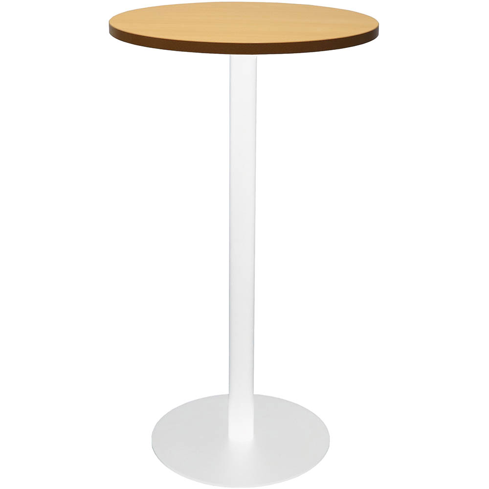 Image for RAPIDLINE DRY BAR TABLE 600 X 1050MM BEECH COLOURED TABLE TOP / WHITE POWDER COAT BASE from MOE Office Products Depot Mackay & Whitsundays