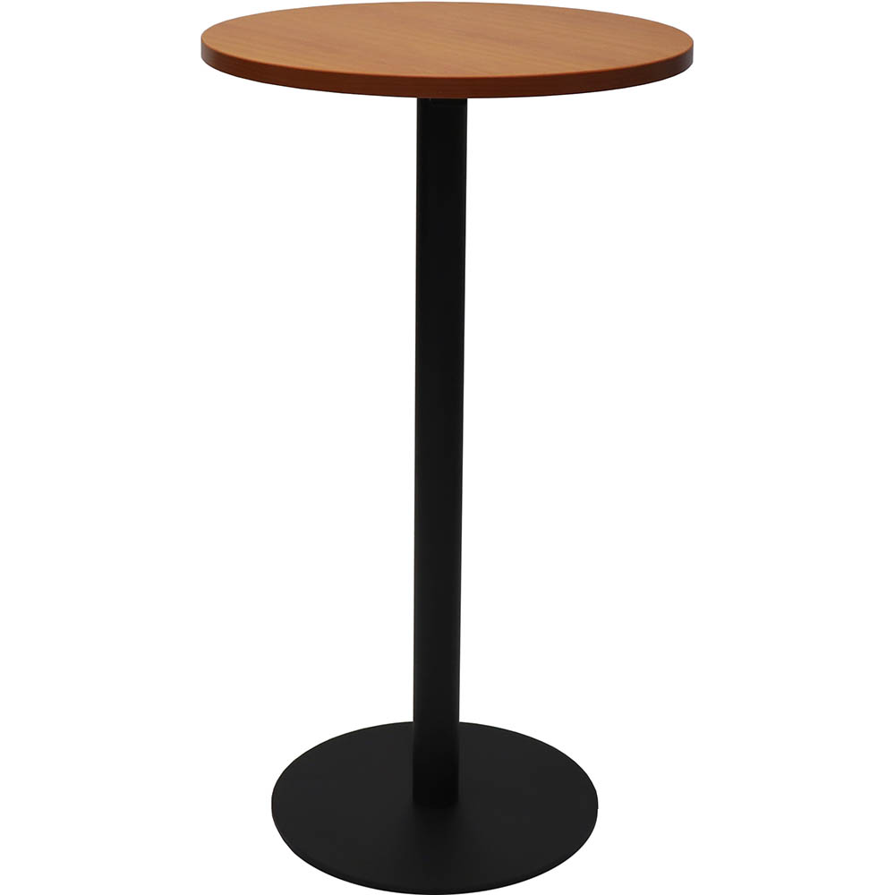 Image for RAPIDLINE DRY BAR TABLE 600 X 1050MM CHERRY COLOURED TABLE TOP / BLACK POWDER COAT BASE from Barkers Rubber Stamps & Office Products Depot