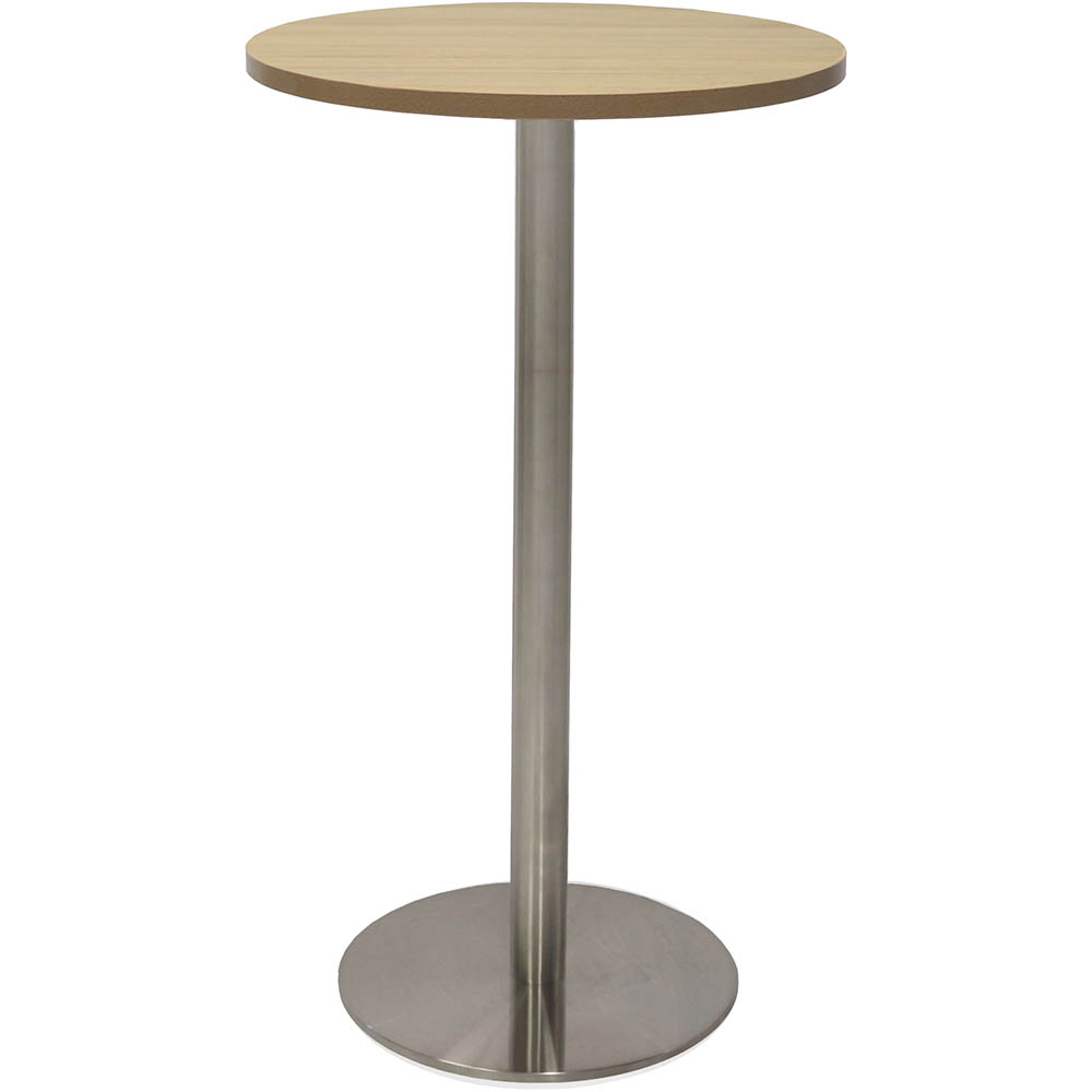 Image for RAPIDLINE DRY BAR TABLE 600 X 1050MM NATURAL OAK TABLE TOP / STAINLESS STEEL BASE from Margaret River Office Products Depot