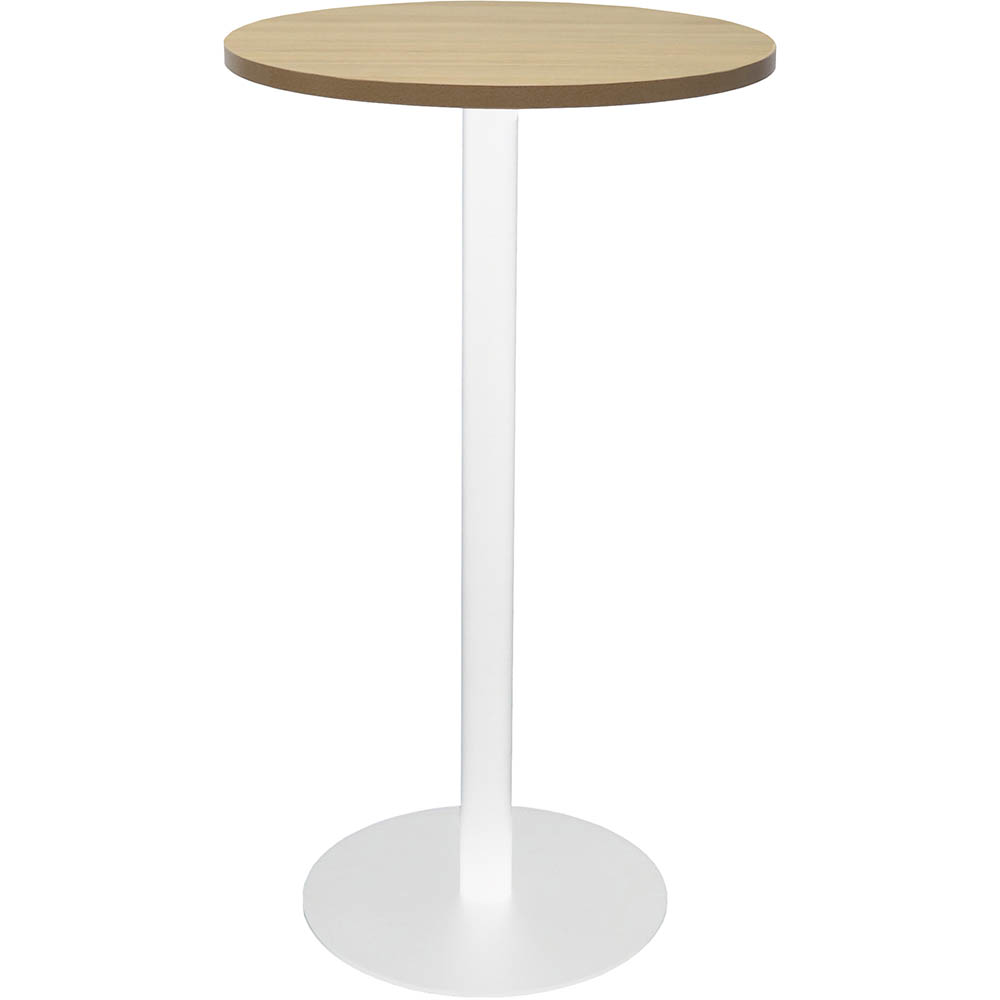 Image for RAPIDLINE DRY BAR TABLE 600 X 1050MM NATURAL OAK TABLE TOP / WHITE POWDER COAT BASE from Office Products Depot