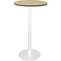 rapidline dry bar table 600 x 1050mm natural oak table top / white powder coat base