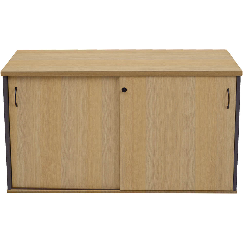 Image for RAPID WORKER SLIDING DOOR CREDENZA 1200 X 450MM OAK/IRONSTONE from MOE Office Products Depot Mackay & Whitsundays