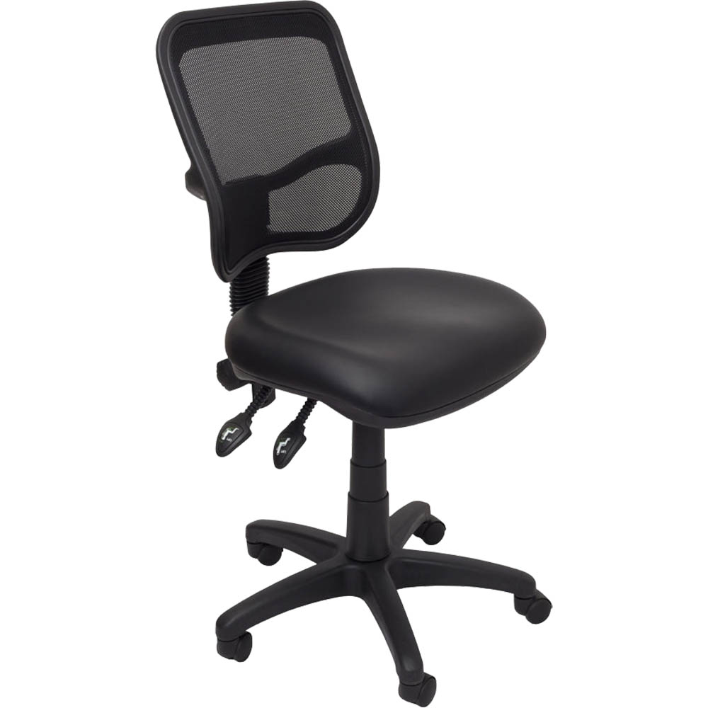 Image for RAPIDLINE EM300 OPERATOR CHAIR MEDIUM MESH BACK PU BLACK from Barkers Rubber Stamps & Office Products Depot