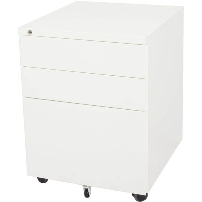 Image for GO STEEL MOBILE PEDESTAL STEEL 3-DRAWER LOCKABLE 460 X 472 X 610MM WHITE CHINA from Office Products Depot Gold Coast