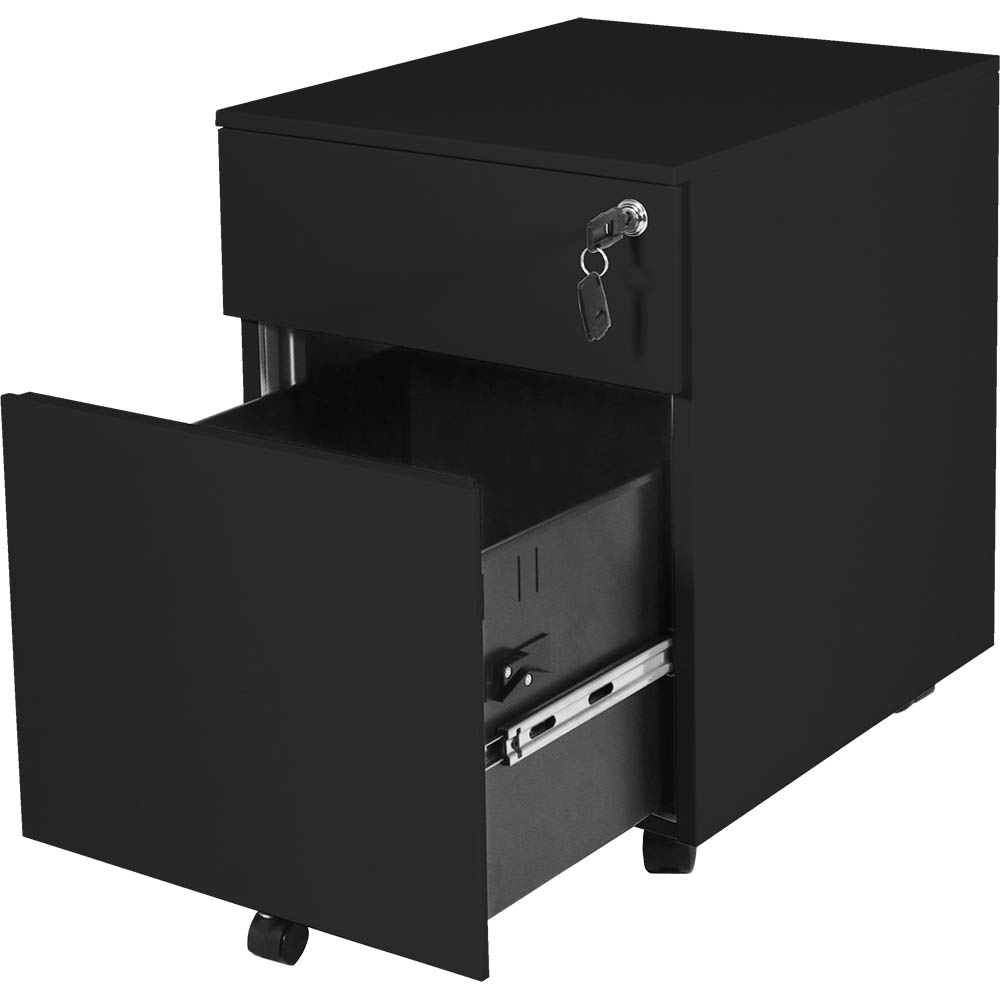 Image for RAPIDLINE GO STEEL MOBILE PEDESTAL 2 DRAWER LOCKABLE 390 X 472 X 527MM BLACK from Office Products Depot