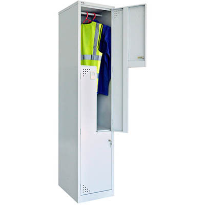 Image for GO STEEL LOCKER 2 STEP DOOR 380 X 455 X 1830MM SILVER GREY from MOE Office Products Depot Mackay & Whitsundays