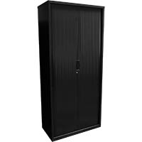 go steel tambour door cabinet 5 shelves 1981 x 1200 x 473mm black