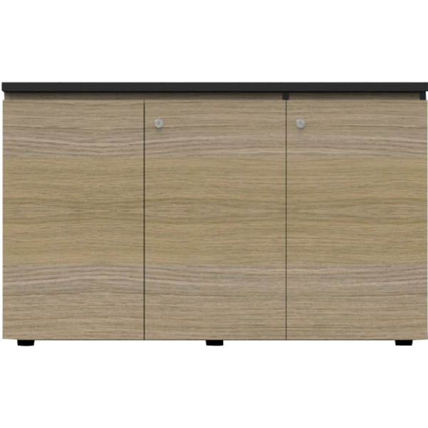 Image for RAPID INFINITY DELUXE 3 SWING DOOR CUPBOARD 1200 X 450 X 730MM NATURAL OAK LAMINATE BLACK RIGID EDGING from Ross Office Supplies Office Products Depot