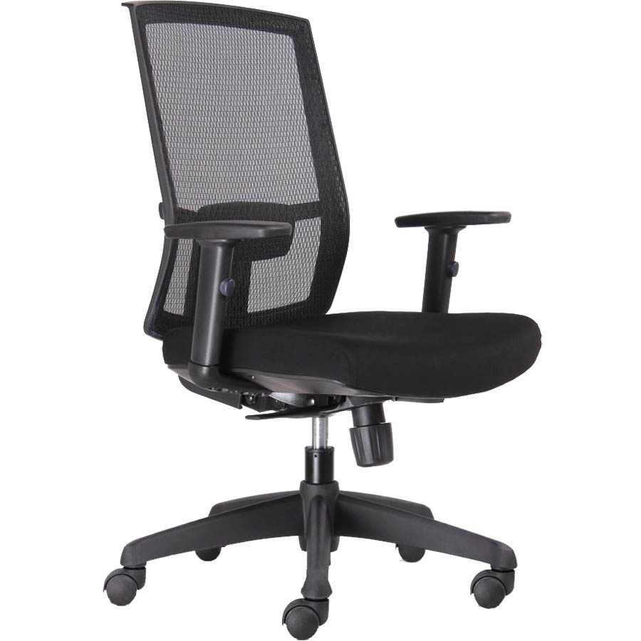 Image for RAPIDLINE KAL TASK CHAIR MEDIUM MESH BACK ARMS BLACK from MOE Office Products Depot Mackay & Whitsundays