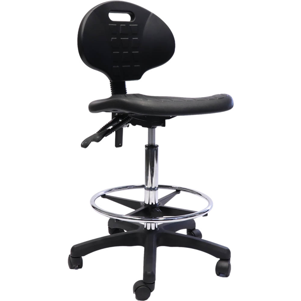 Image for RAPIDLINE LABORATORY DRAFTING CHAIR BLACK from Barkers Rubber Stamps & Office Products Depot