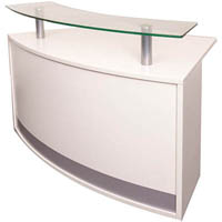 rapidline modular reception counter with glass shelf 1339 x 872 x 935mm white