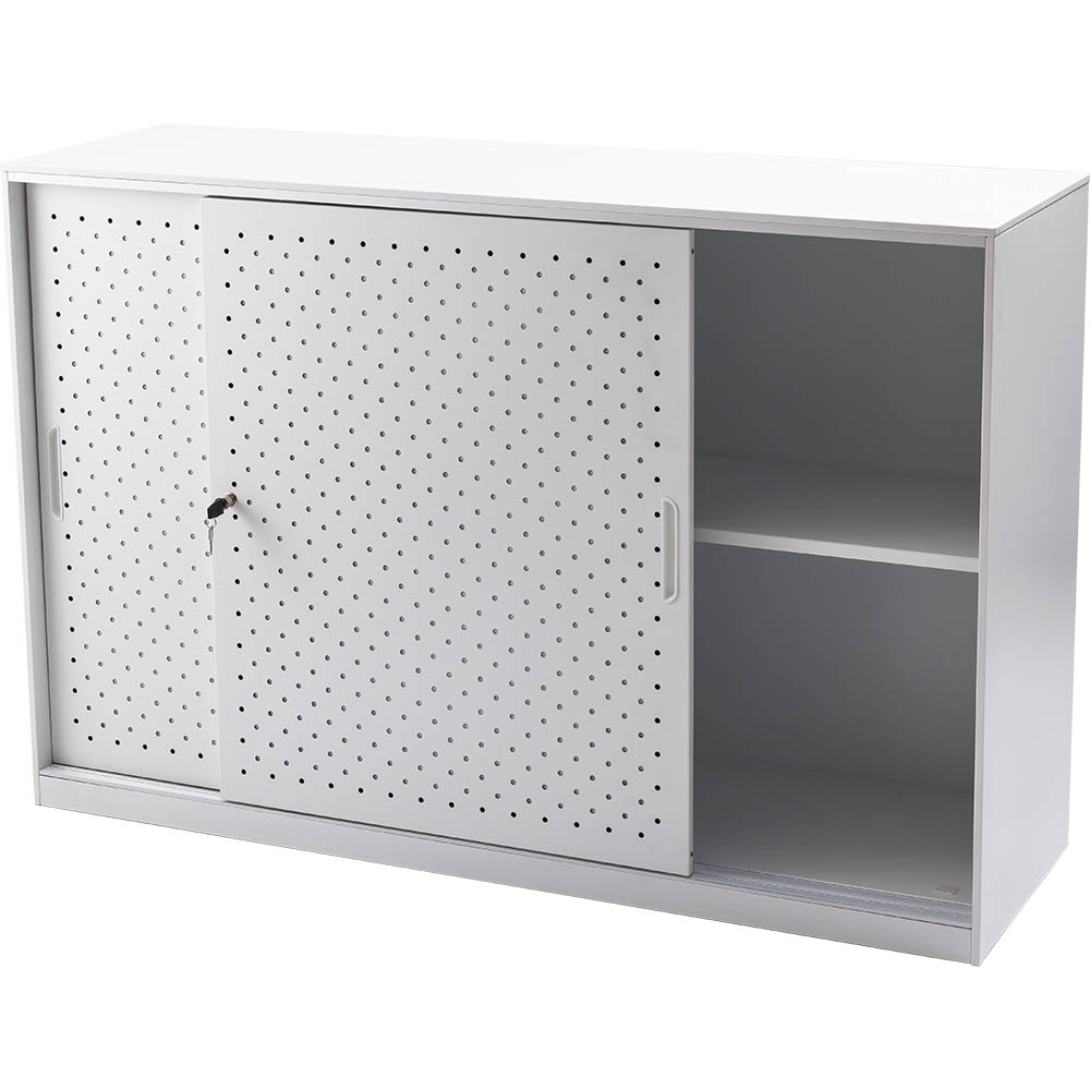Image for RAPIDLINE GO PERFORATED SLIDING DOOR CUPBOARD WHITE CHINA from MOE Office Products Depot Mackay & Whitsundays