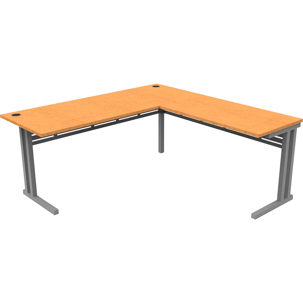 Image for RAPID SPAN C LEG DESK AND RETURN WITH METAL MODESTY PANEL 1800 X 1800 X 730MM BEECH/SILVER from Office Products Depot