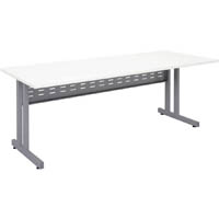 rapid span c leg desk with metal modesty panel 1500 x 700mm white/silver