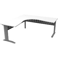 rapid span deluxe corner workstation with metal modesty panel 1500 x 1500 x 750mm white/silver