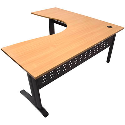 Image for RAPID SPAN CORNER WORKSTATION WITH METAL MODESTY PANEL 1500 X 1500 X 700MM BEECH/BLACK from MOE Office Products Depot Mackay & Whitsundays