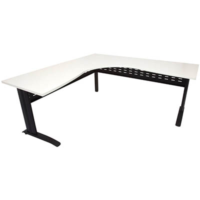 Image for RAPID SPAN CORNER WORKSTATION WITH METAL MODESTY PANEL 1500 X 1500 X 700MM NATURAL WHITE/BLACK from MOE Office Products Depot Mackay & Whitsundays
