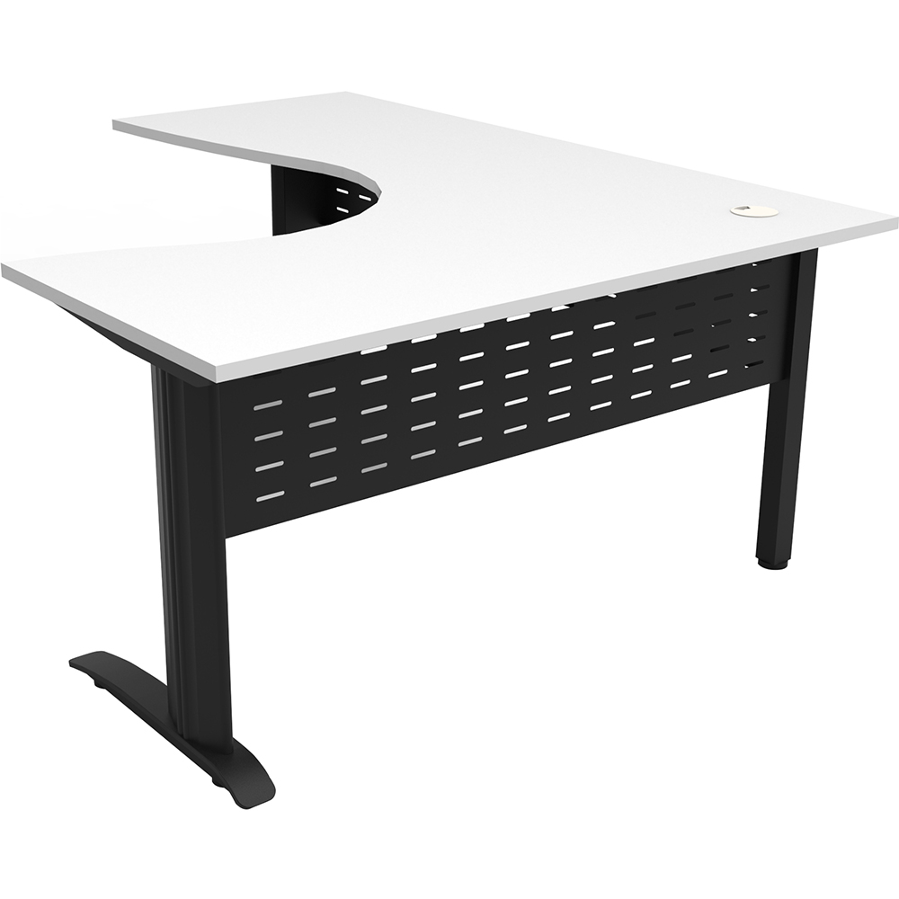 Image for RAPID SPAN CORNER WORKSTATION WITH METAL MODESTY PANEL 1800 X 1200 X 700MM NATURAL WHITE/BLACK from MOE Office Products Depot Mackay & Whitsundays