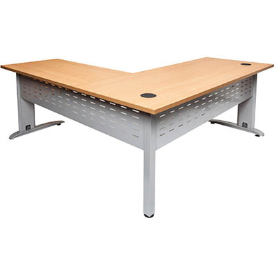 Image for RAPID SPAN DESK AND RETURN METAL MODESTY PANEL 1800 X 700MM / 1100 X 600MM BEECH/SILVER from Office Products Depot