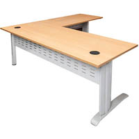 rapid span desk and return with metal modesty panel 1800 x 700mm / 1100 x 600mm beech/white