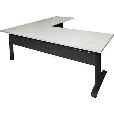 Image for RAPID SPAN DESK AND RETURN WITH METAL MODESTY PANEL 1800 X 700MM / 1100 X 600MM WHITE/BLACK from Office Products Depot