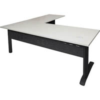 rapid span desk and return with metal modesty panel 1800 x 700mm / 1100 x 600mm white/black