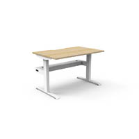 rapidline boost static single sided workstation with cable tray 1200mm natural oak top / white frame