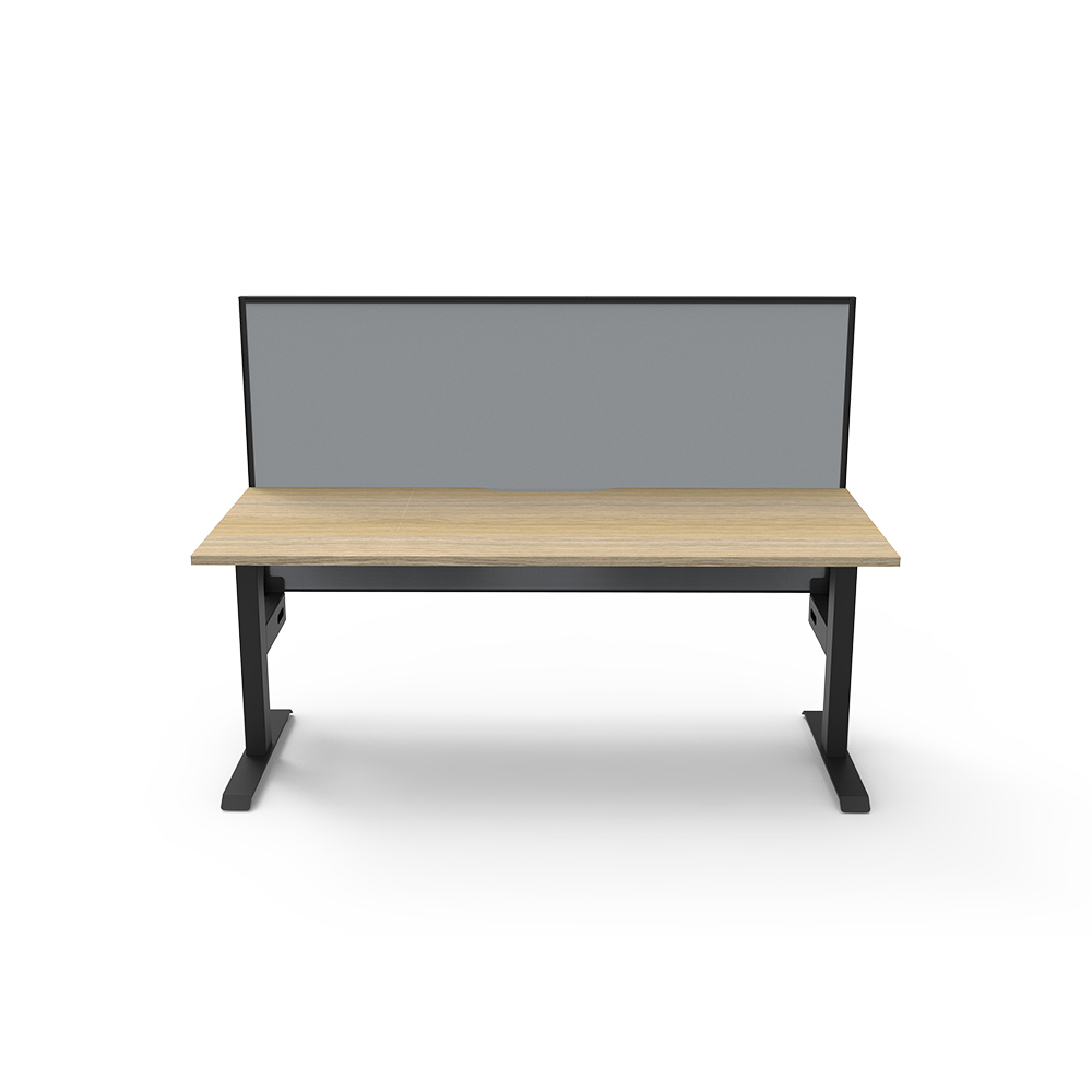 Image for RAPIDLINE BOOST STATIC SINGLE SIDED WORKSTATION WITH SCREEN 1200MM NATURAL OAK TOP / BLACK FRAME / GREY SCREEN from Office Products Depot