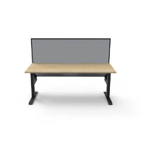 rapidline boost static single sided workstation with screen 1200mm natural oak top / black frame / grey screen