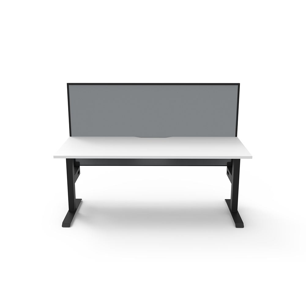 Image for RAPIDLINE BOOST STATIC SINGLE SIDED WORKSTATION WITH SCREEN 1500MM NATURAL WHITE TOP / BLACK FRAME / GREY SCREEN from MOE Office Products Depot Mackay & Whitsundays
