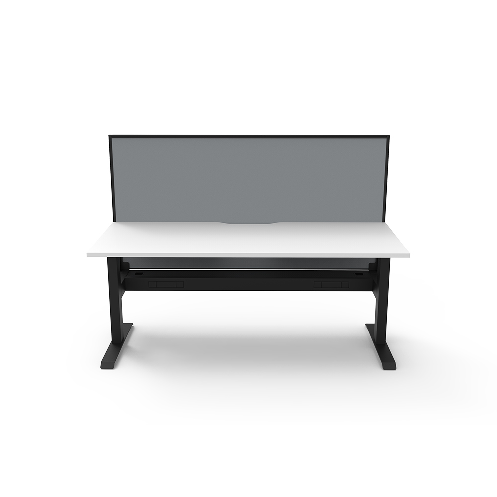 Image for RAPIDLINE BOOST STATIC SINGLE SIDED WORKSTATION WITH SCREEN AND CABLE TRAY 1200MM NATURAL WHITE TOP / BLACK FRAME / GREY SCREEN from MOE Office Products Depot Mackay & Whitsundays