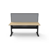 rapidline boost static single sided workstation with screen and cable tray 1800mm natural oak top / black frame / grey screen