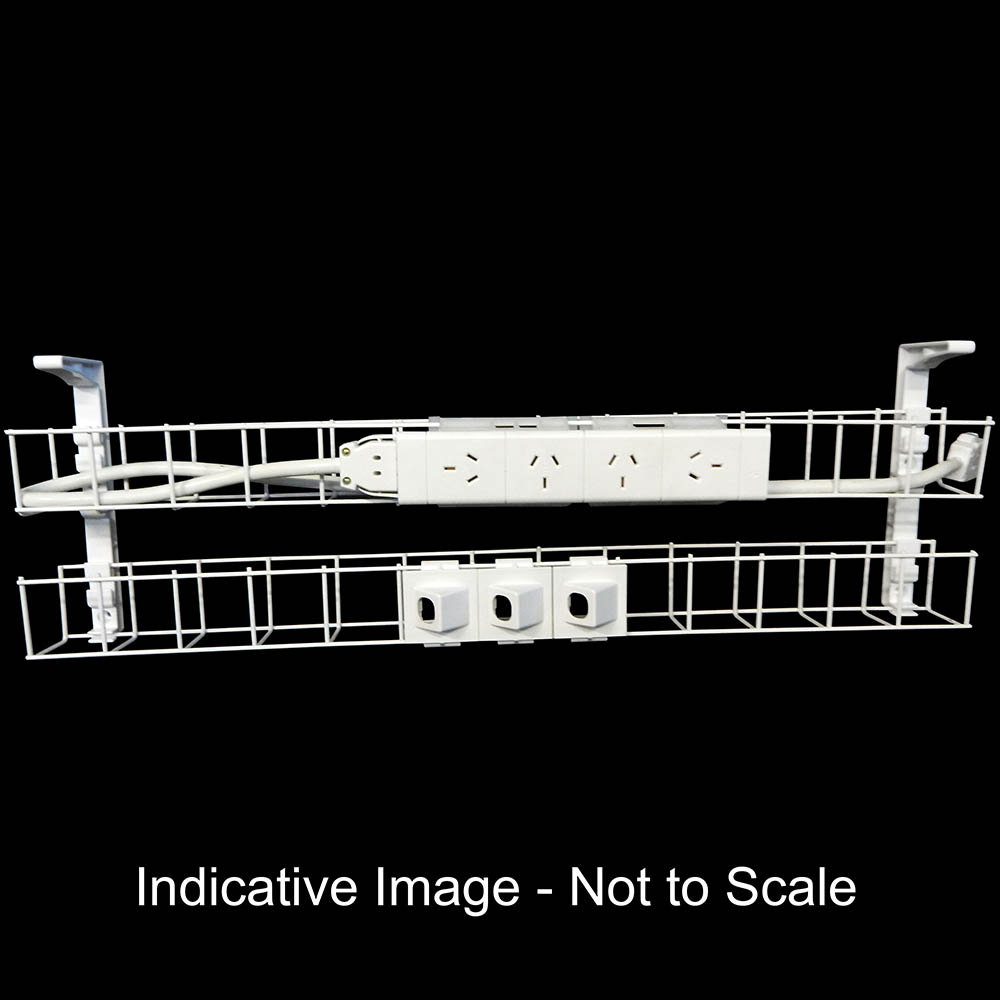 Image for RAPIDLINE DUAL TIER CABLE BASKET 1550MM / GPO X 4 / DATA TILES X 3 / LEAD LENGTH 2.5M from Office Products Depot